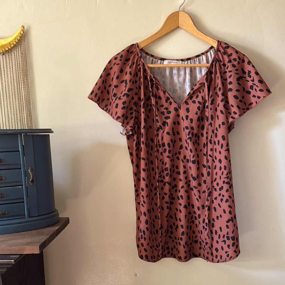 🖤🐻🦒🐞Leopard Print V-Neck Women's Top